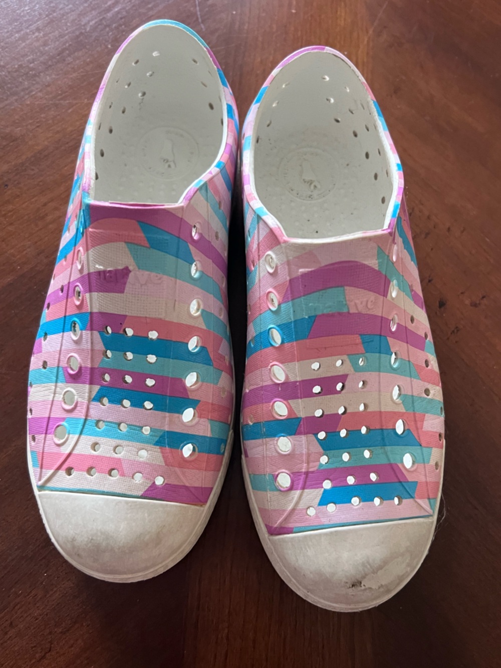 Native Shoes Kids Slip-On Water Shoes in Pink, Blue & Purple Stripe
